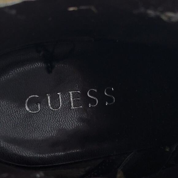 Guess Womens Boots Size 7.5 Tan Side Zip Almond Toe Studded Chucky Ankle Heel - Picture 10 of 12